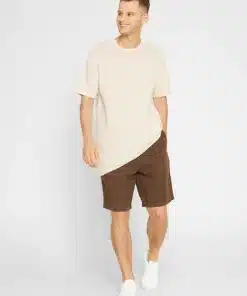 Knowledge Cotton Apparel Crew Neck Reverse Knit Tee Egret
