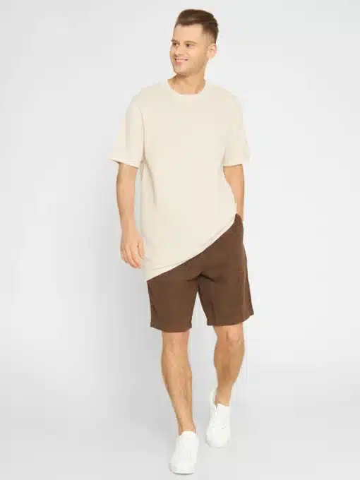 Knowledge Cotton Apparel Crew Neck Reverse Knit Tee Egret