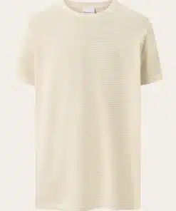 Knowledge Cotton Apparel Crew Neck Reverse Knit Tee Egret