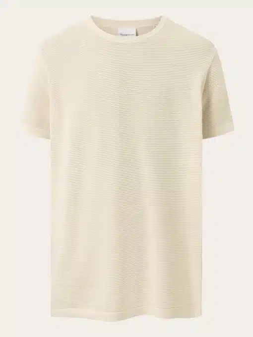 Knowledge Cotton Apparel Crew Neck Reverse Knit Tee Egret