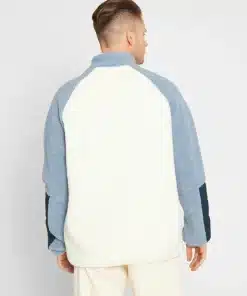 Knowledge Cotton Apparel Teddy Polyester Zip Sweat Jacket Egret