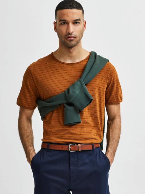 Selected Homme Henry Leather Belt Cognac