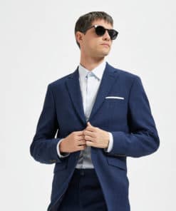 Selected Homme Slim Oasis Linen Blazer Dark Navy