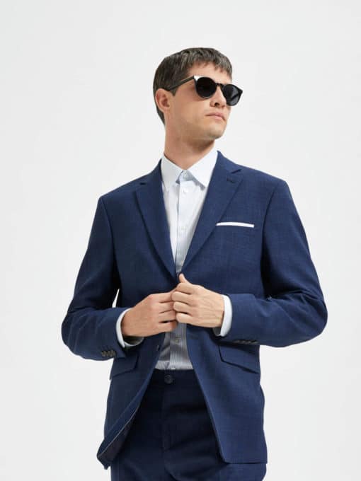 Selected Homme Slim Oasis Linen Blazer Dark Navy