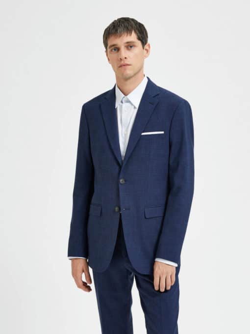 Selected Homme Slim Oasis Linen Blazer Dark Navy