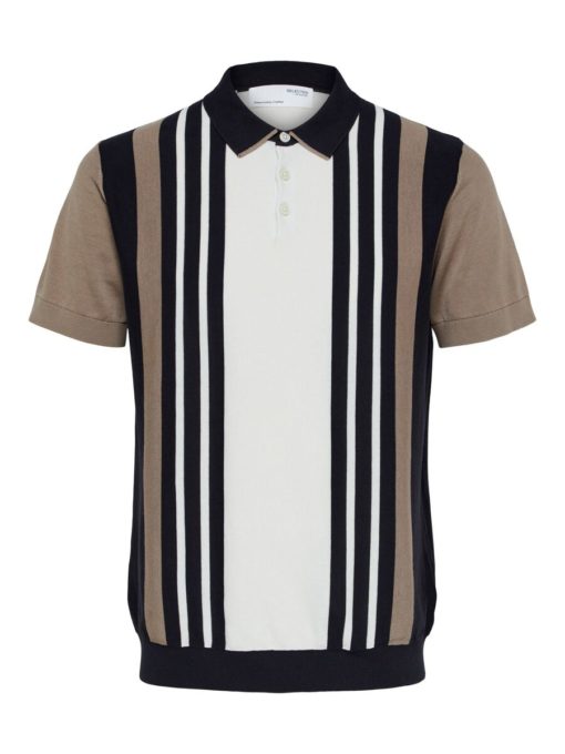 Selected Homme Mattis Knit Stripe Polo Sky Captain