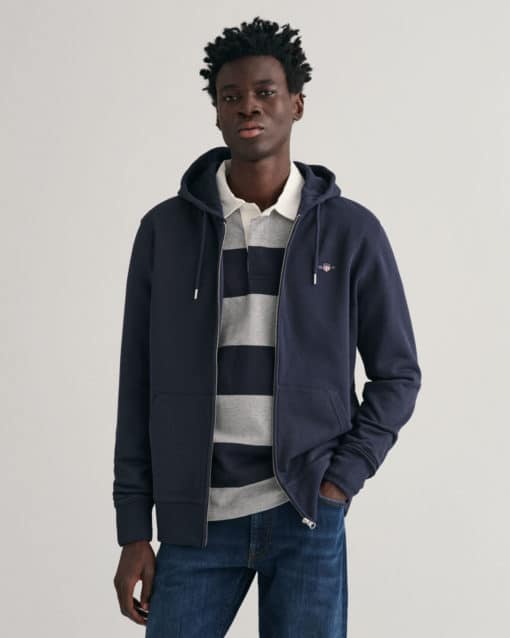 Gant Shield Full Zip Hoodie Evening Blue