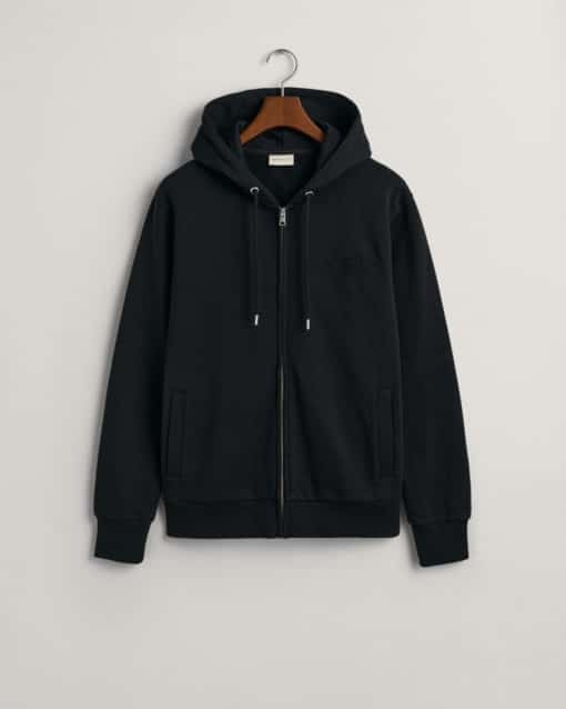 Gant Tonal Archive Shield Zip Hoodie Black