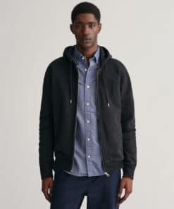 Gant Tonal Archive Shield Zip Hoodie Black