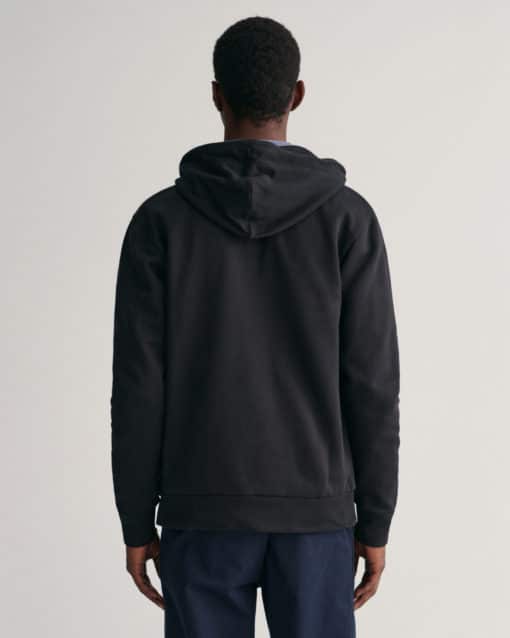 Gant Tonal Archive Shield Zip Hoodie Black