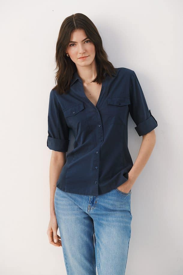 Part Two Cortnia Fitted Cotton Shirt With Patch Pocket & Ribbed Sides Baby Pink main image 1