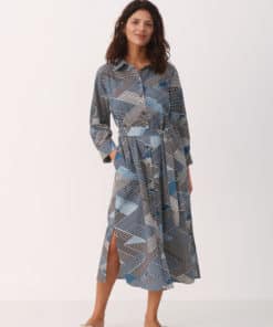 Part Two Binti Dress Midnight Navy Zig Zag Print