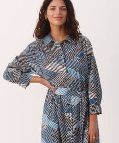 Part Two Binti Dress Midnight Navy Zig Zag Print