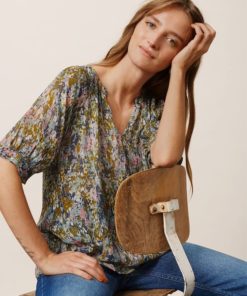 Part Two Popsy Blouse Midnight Navy Blurred Flower