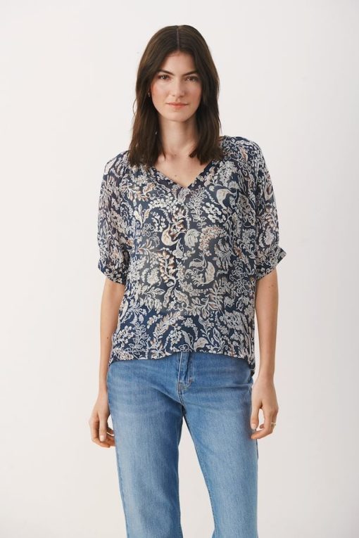 Part Two Popsy Blouse Midnight Navy Botanical
