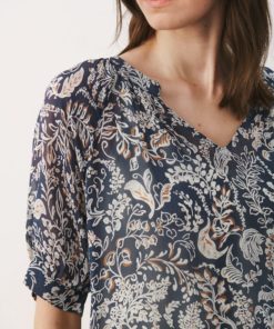 Part Two Popsy Blouse Midnight Navy Botanical