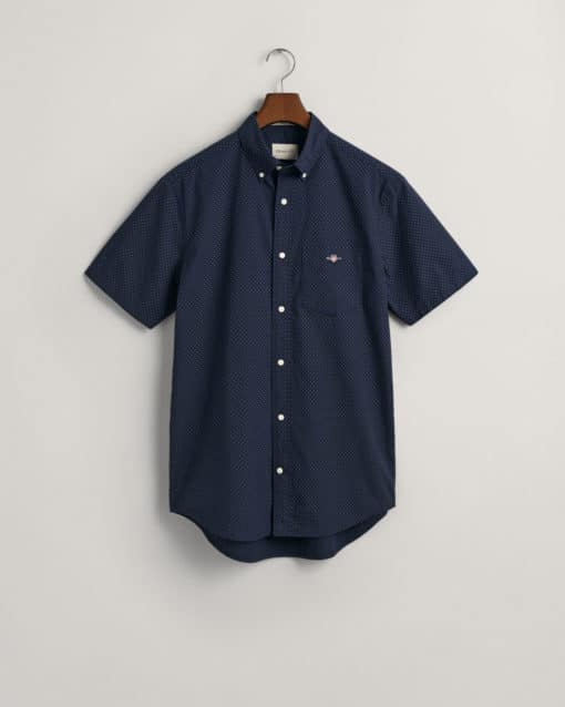 Gant Micro Dot Short Sleeve Poplin Shirt Evening Blue