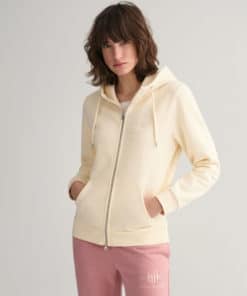 Gant Woman Tonal Archive Shield Zip Hoodie Linen