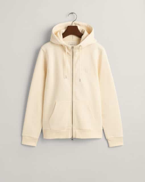 Gant Woman Tonal Archive Shield Zip Hoodie Linen
