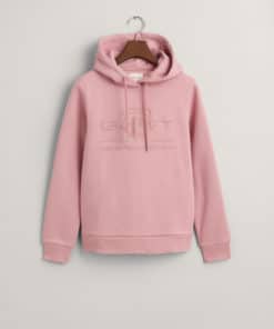 Gant Woman Tonal Archive Shield Sweat Hoodie Faded Pink Melange