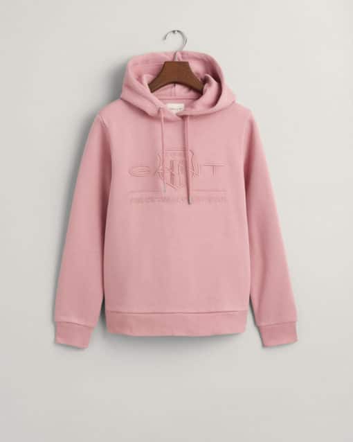 Gant Woman Tonal Archive Shield Sweat Hoodie Faded Pink Melange