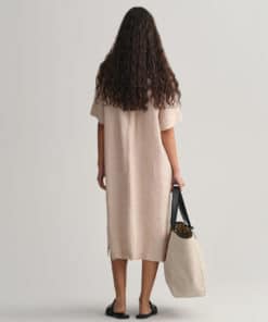 Gant Woman Relaxed Linen Shirt Dress Horn Beige