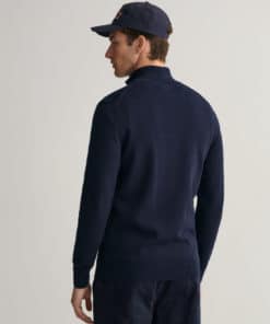 Gant Casual Cotton Zip Cardigan Evening Blue