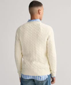 Gant Cotton Cable C-Neck Cream