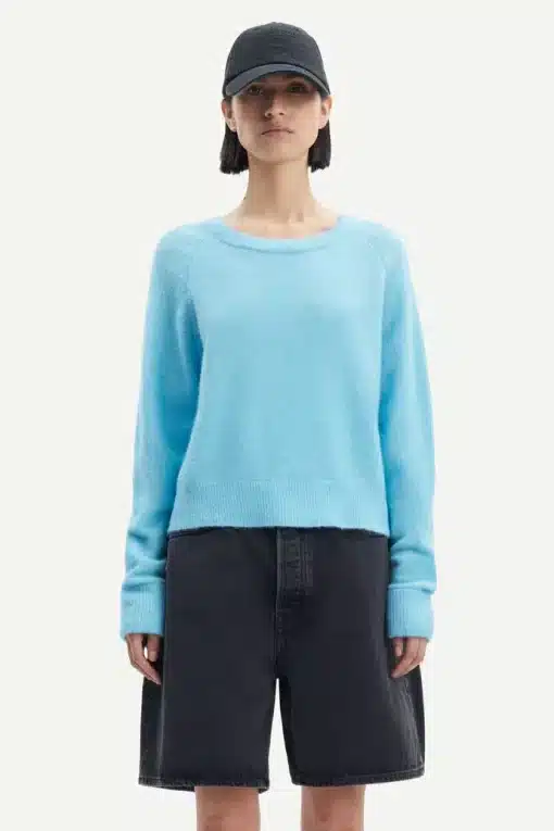 Samsoe & Samsoe Nor O-neck Short Blue Topaz