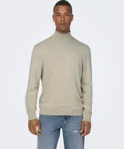 Only & Sons Wyler Life Roll Neck Silver Lining