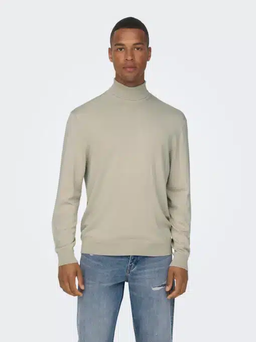 Only & Sons Wyler Life Roll Neck Silver Lining
