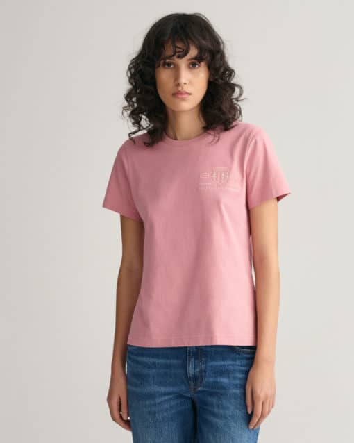 Gant Woman Tonal Shield T-shirt Faded Pink Melange