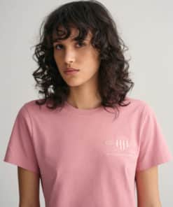 Gant Woman Tonal Shield T-shirt Faded Pink Melange