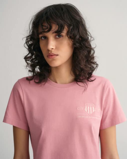 Gant Woman Tonal Shield T-shirt Faded Pink Melange