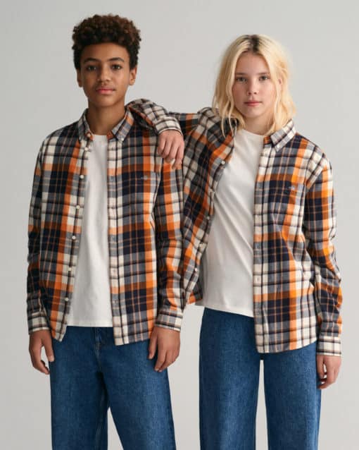 Gant Teen Checked Shield Shirt Cocoa Brown