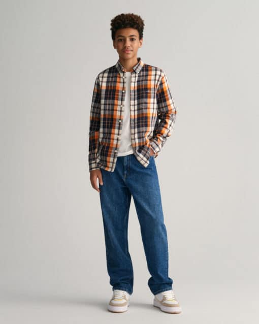 Gant Teen Checked Shield Shirt Cocoa Brown