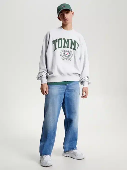 Tommy Jeans Boxy College Graphic Crew Silver Grey