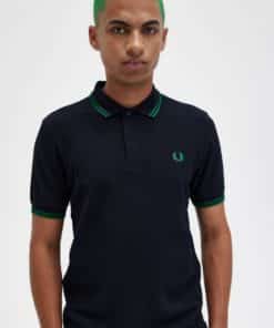 Fred Perry M3600 Pique Navy/Fred Perry Green