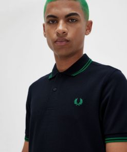 Fred Perry M3600 Pique Navy/Fred Perry Green