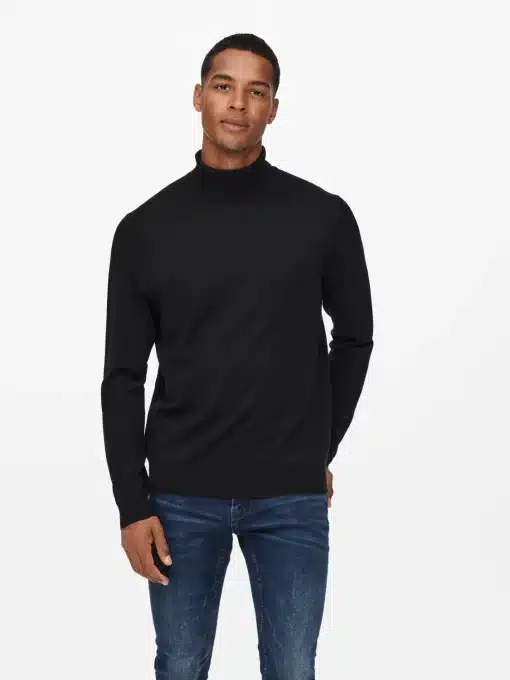 Only & Sons Wyler Life Roll Neck Black