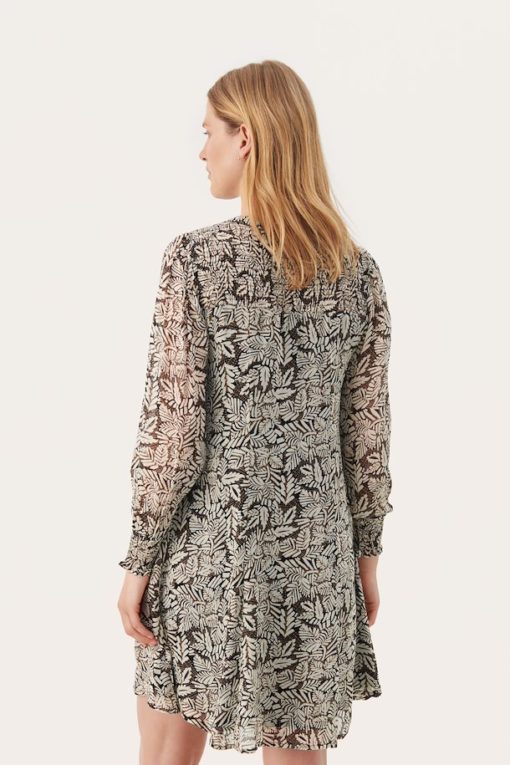 Part Two Rinette Dress Black Leaf Print