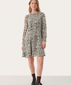 Part Two Rinette Dress Black Leaf Print