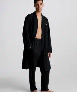 Calvin Klein Waffle Cotton Robe Black