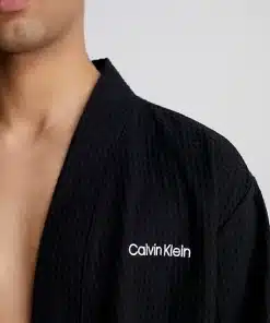Calvin Klein Waffle Cotton Robe Black