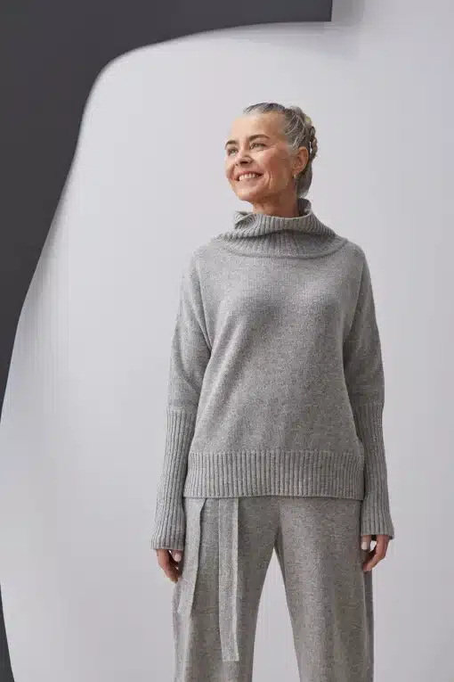 Papu Chunky Turtle Knit Solid Melange Grey