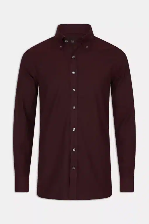 Oscar Jacobson Slim Fit Short Button Down Brushed Flannel Cherry