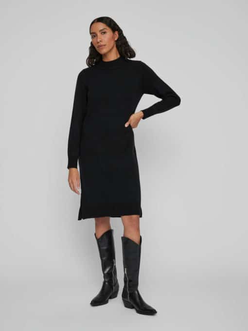 Vila Ril Crew Neck Midi Dress Black