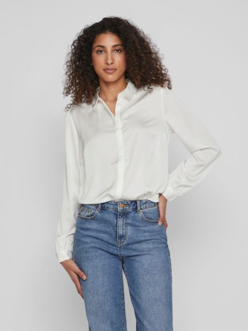 Vila Ellette Satin Shirt Snow White