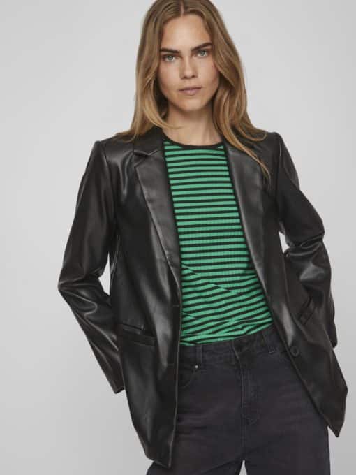 Vila Nille Coated Loose Blazer Black