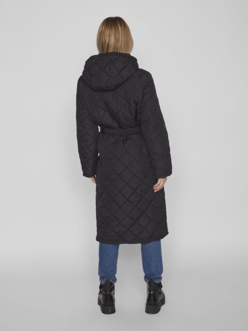 Vila Kante Quilted Long Coat Black